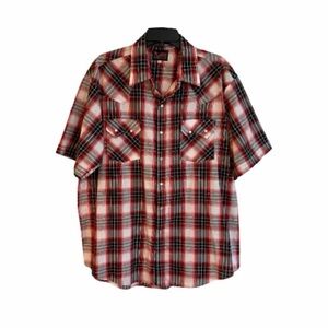 PLAINS WESTERN WEAR, MENS VINTAGE, SHORT SLEEVE SHIRT. SIZE XL